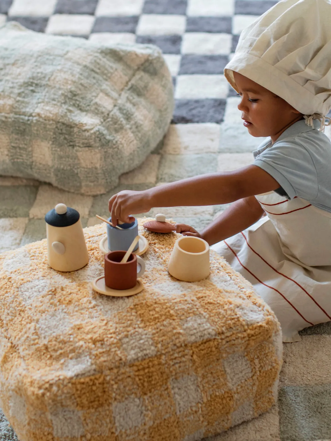 Decoración Infantil|Alfombras Infantiles>Lorena Canals Alfombra infantil lavable Kitchen Tiles, tamaños diferentes Azul claro, blanco Off White