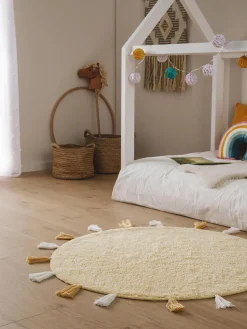 Decoración Infantil|Alfombras Infantiles>benuta Alfombra infantil redonda artesanal de algodón con borlas Malu