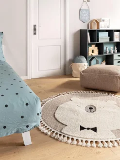 Alfombra infantil redonda texturizada con borlas Momo Niños Decoración Infantil|Alfombras Infantiles