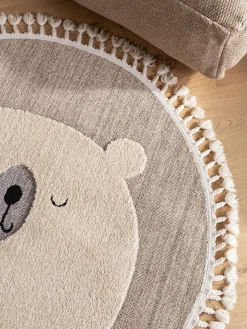 Alfombra infantil redonda texturizada con borlas Momo Niños Decoración Infantil|Alfombras Infantiles