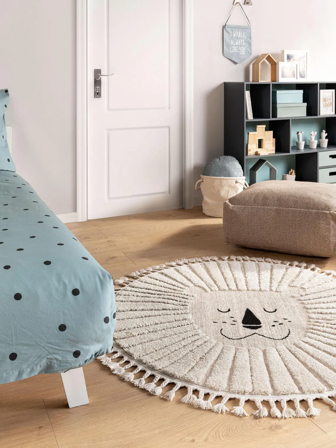 Decoración Infantil|Alfombras Infantiles>benuta Alfombra infantil redonda texturizada con borlas Momo Blanco Off White, beige claro, negroLas alfombras de pelo largo pueden parecer más claras o más oscuras dependiendo de la luz y la dirección en que se encuentren.