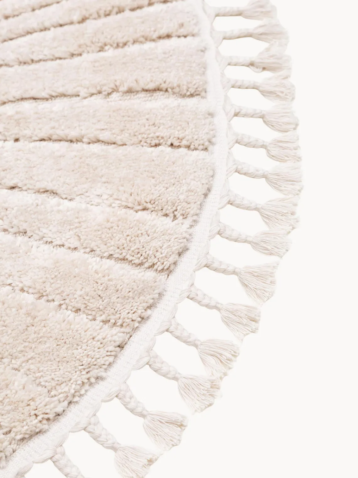 Decoración Infantil|Alfombras Infantiles>benuta Alfombra infantil redonda texturizada con borlas Momo Blanco Off White, beige claro, negroLas alfombras de pelo largo pueden parecer más claras o más oscuras dependiendo de la luz y la dirección en que se encuentren.