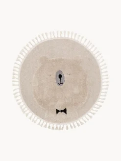 Decoración Infantil|Alfombras Infantiles>benuta Alfombra infantil redonda texturizada con borlas Momo Blanco Off White, beige claro, negroLas alfombras de pelo largo pueden parecer más claras o más oscuras dependiendo de la luz y la dirección en que se encuentren.
