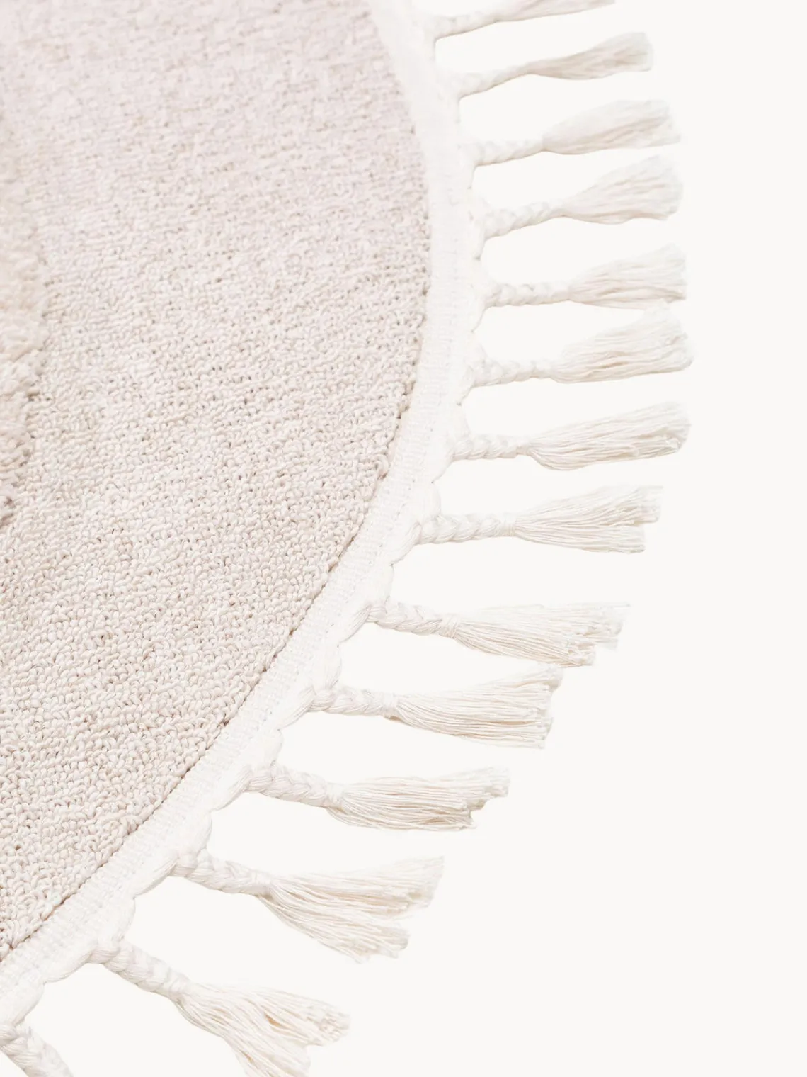 Decoración Infantil|Alfombras Infantiles>benuta Alfombra infantil redonda texturizada con borlas Momo Blanco Off White, beige claro, negroLas alfombras de pelo largo pueden parecer más claras o más oscuras dependiendo de la luz y la dirección en que se encuentren.