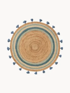 Decoración Infantil|Alfombras Infantiles>benuta Alfombra infantil redonda artesanal de yute Lovis Marrón, tonos azules