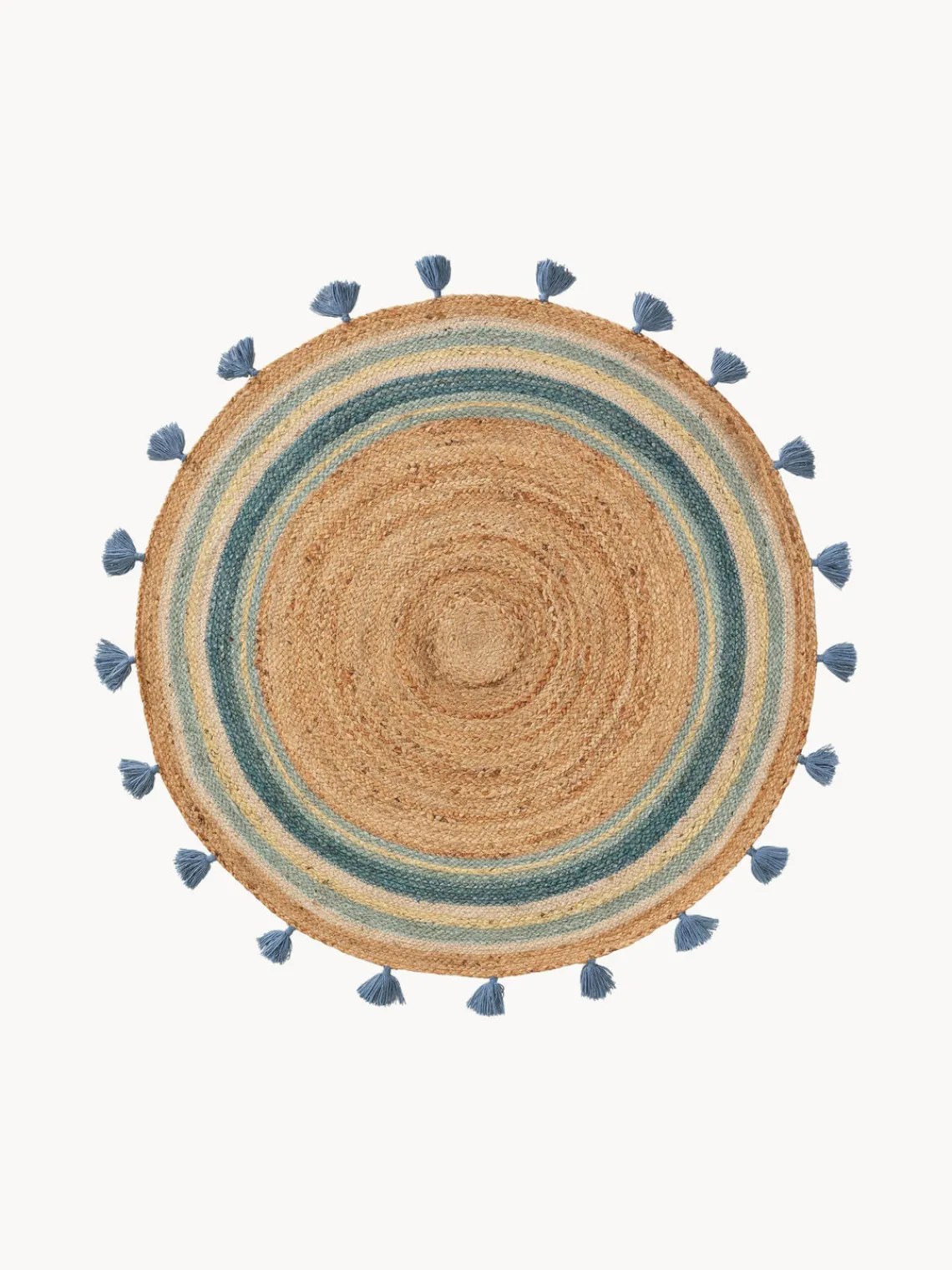 Decoración Infantil|Alfombras Infantiles>benuta Alfombra infantil redonda artesanal de yute Lovis Marrón, tonos azules