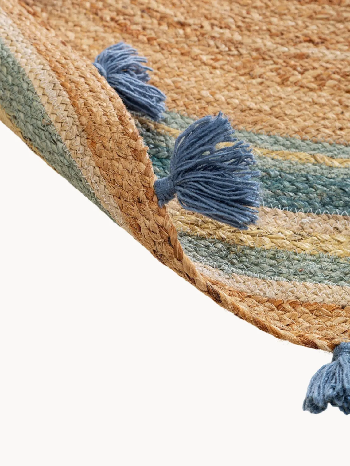 Decoración Infantil|Alfombras Infantiles>benuta Alfombra infantil redonda artesanal de yute Lovis Marrón, tonos azules