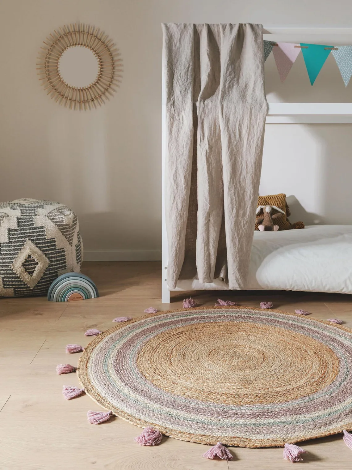 Best Alfombra infantil redonda artesanal de yute Lovis Niños Decoración Infantil|Alfombras Infantiles