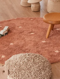Discount Alfombra infantil redonda artesanal con efecto alto-bajo Dot, lavable Niños Decoración Infantil|Alfombras Infantiles