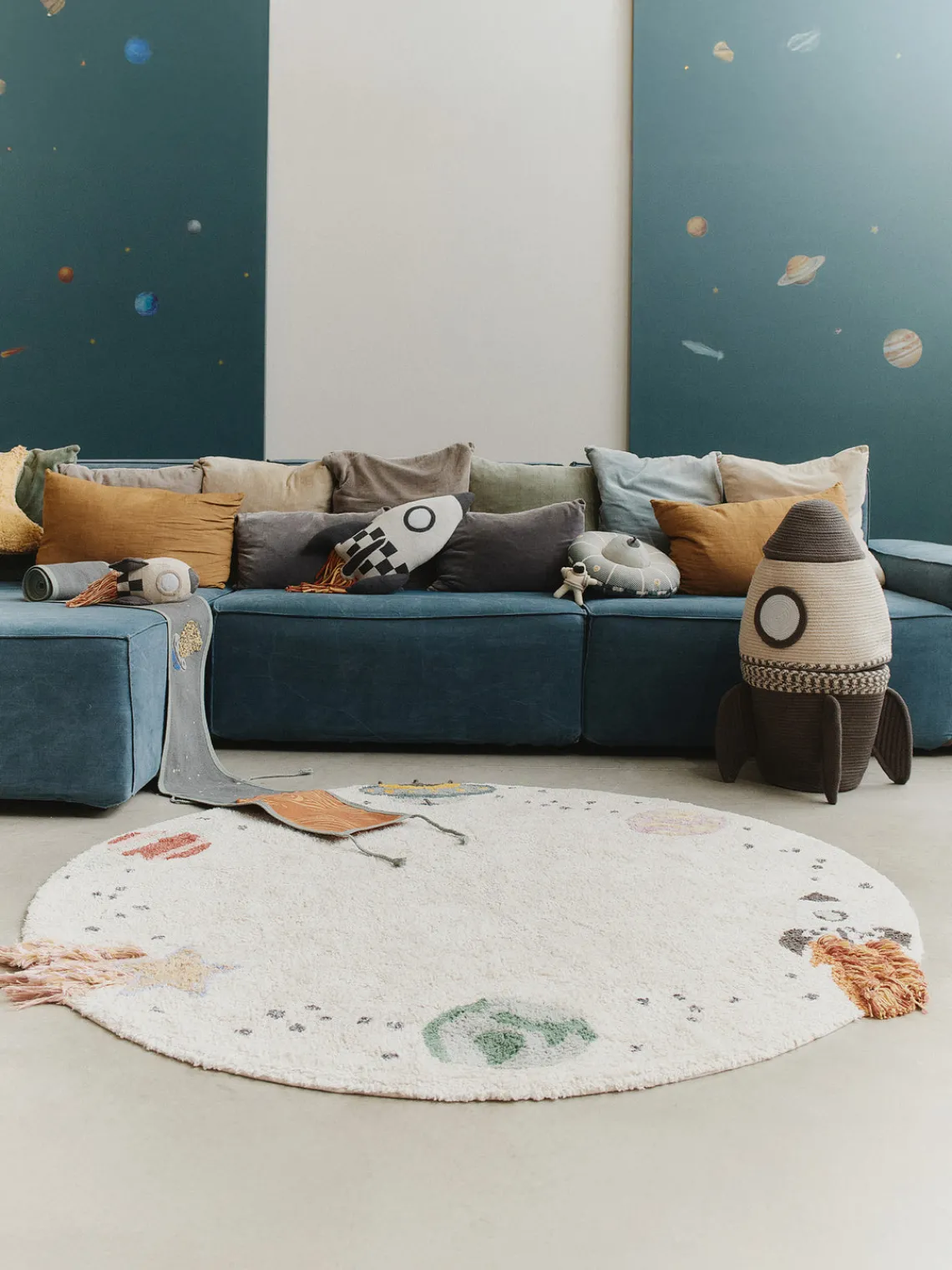 Hot Alfombra infantil redonda lavable Interstellar Journey Niños Decoración Infantil|Alfombras Infantiles