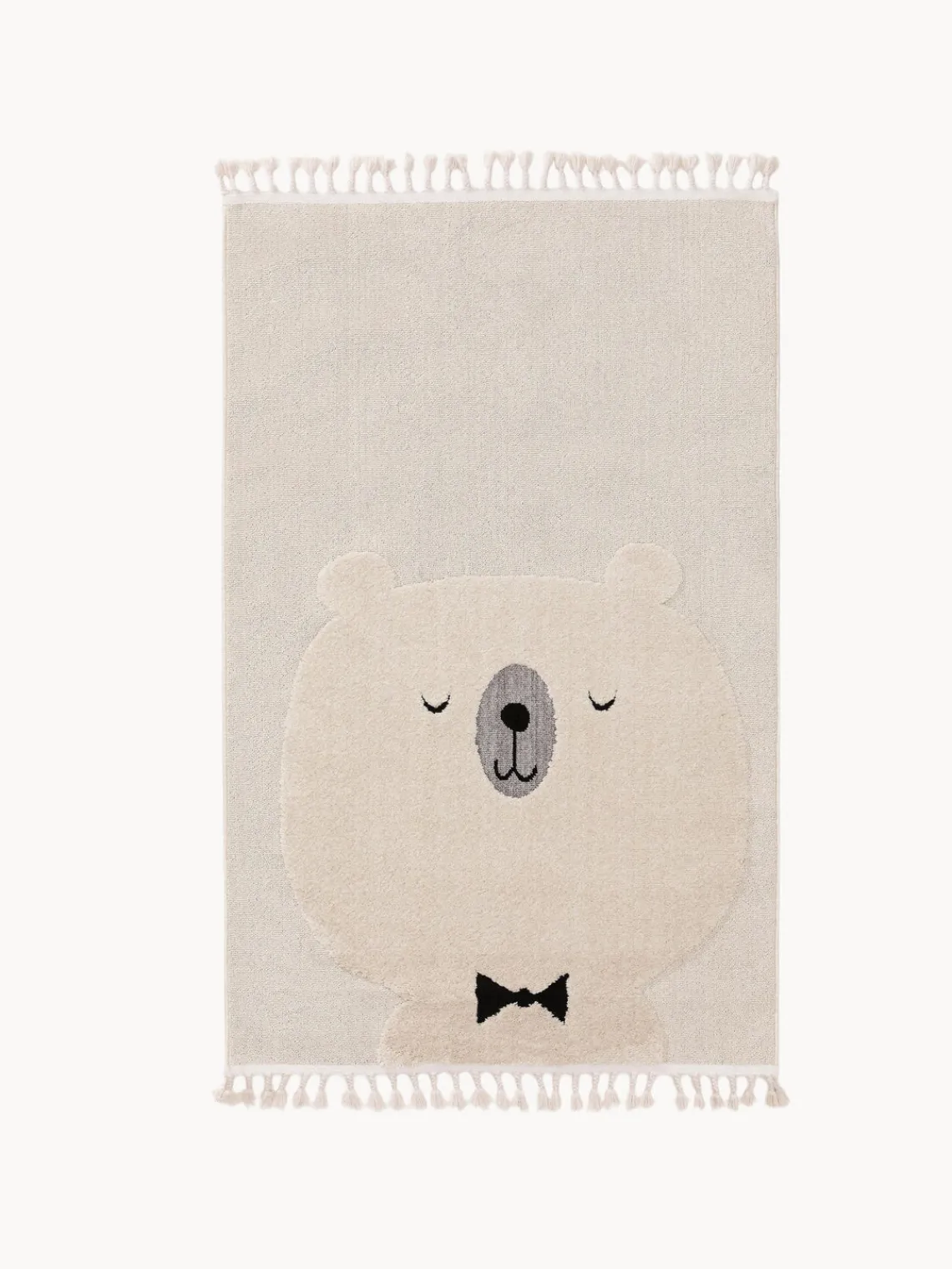 Decoración Infantil|Alfombras Infantiles>benuta Alfombra infantil texturizada con borlas Momo Blanco Off White, beige claro, negroLas alfombras de pelo largo pueden parecer más claras o más oscuras dependiendo de la luz y la dirección en que se encuentren.