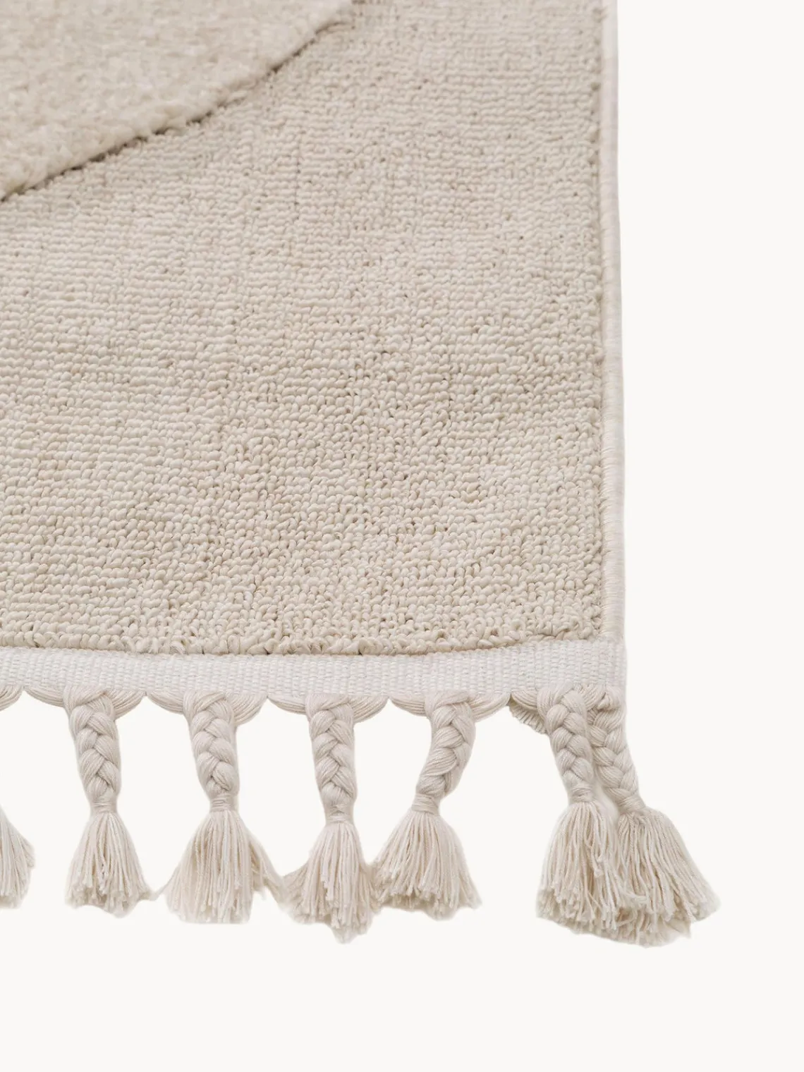 Decoración Infantil|Alfombras Infantiles>benuta Alfombra infantil texturizada con borlas Momo Blanco Off White, beige claro, negroLas alfombras de pelo largo pueden parecer más claras o más oscuras dependiendo de la luz y la dirección en que se encuentren.