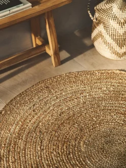 Sale Alfombra redonda artesanal de yute Sharmila Redonda|Alfombras Rectangulares