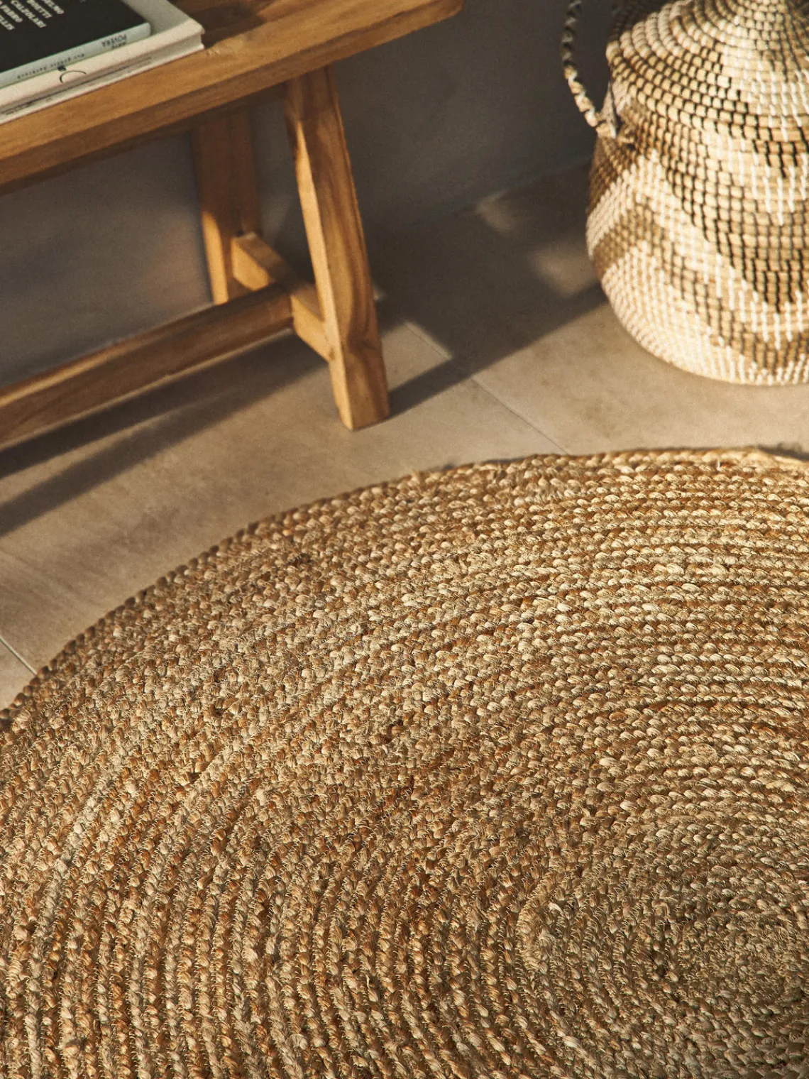 Sale Alfombra redonda artesanal de yute Sharmila Redonda|Alfombras Rectangulares