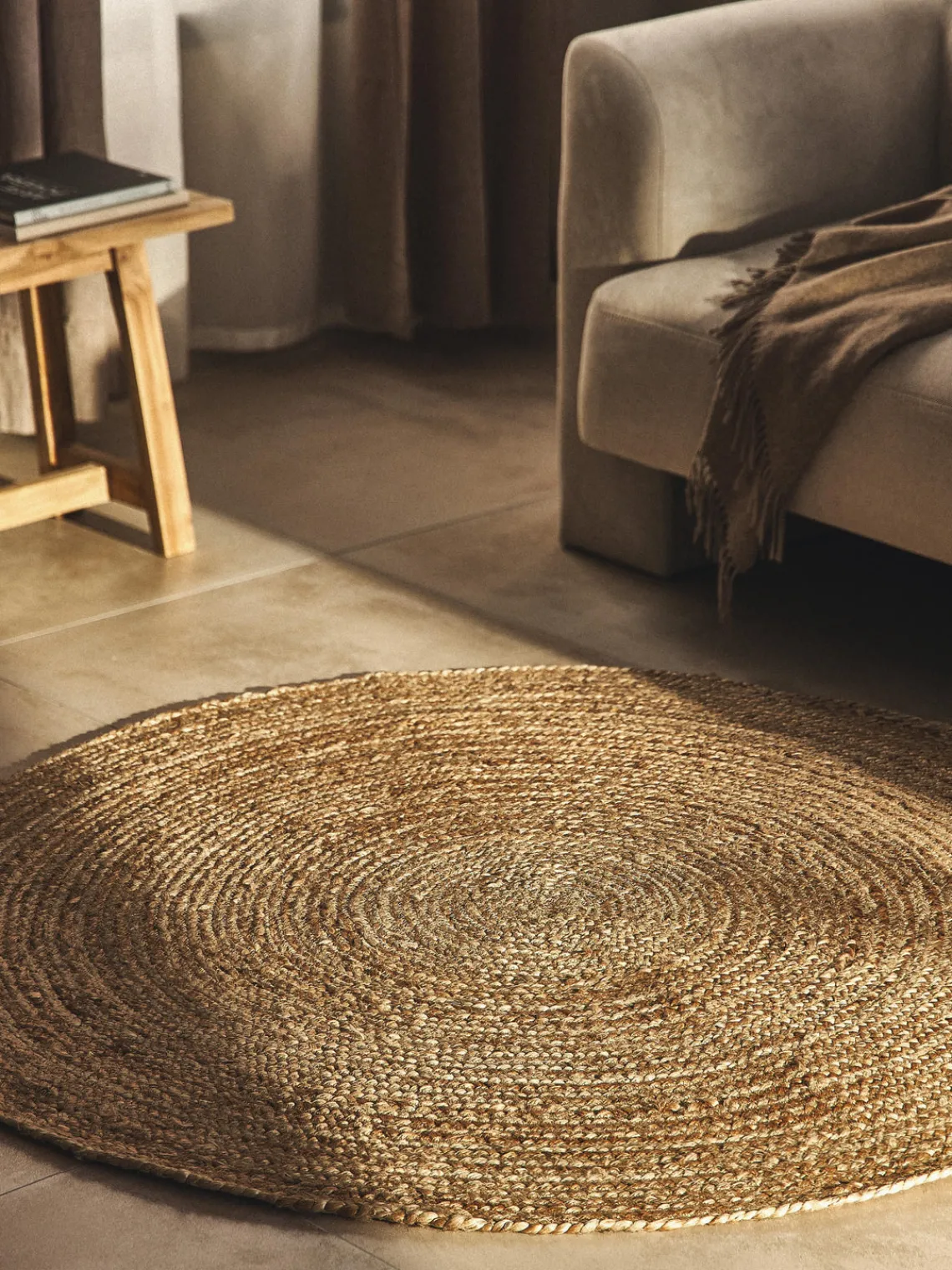 Sale Alfombra redonda artesanal de yute Sharmila Redonda|Alfombras Rectangulares