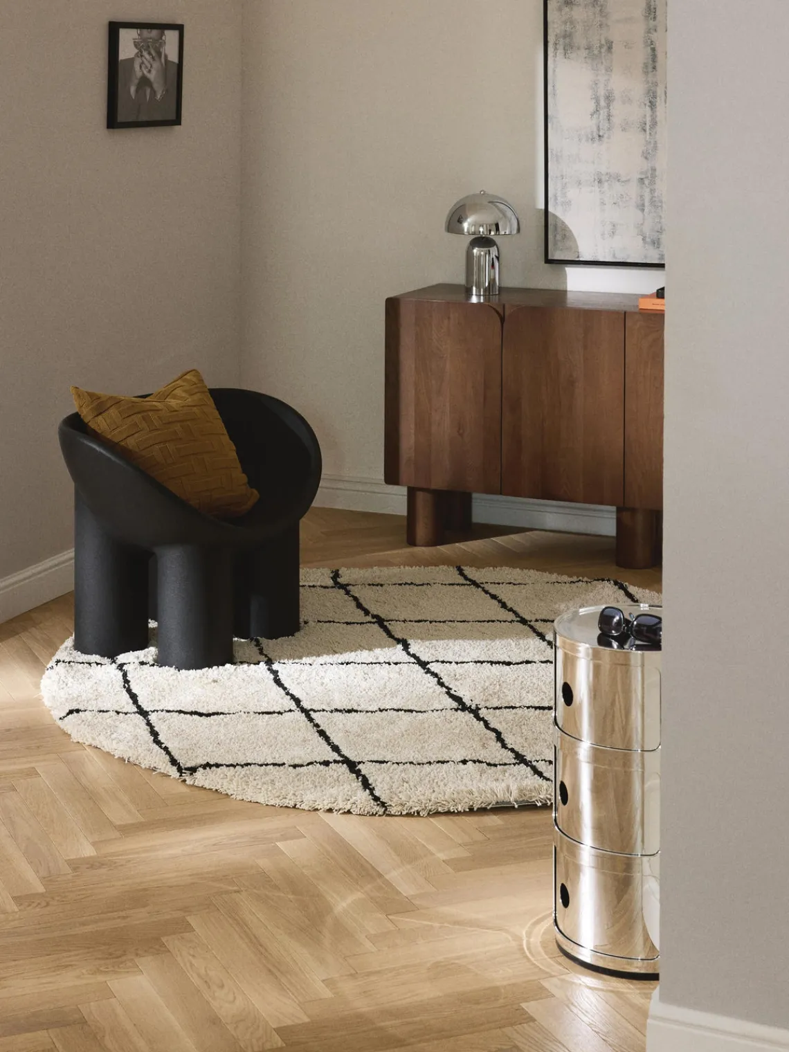 Outlet Alfombra redonda artesanal de pelo largo Naima Redonda|Alfombras Rectangulares