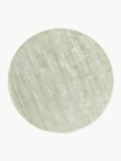 Redonda|Alfombras Rectangulares>Westwing Collection Alfombra redonda artesanal de viscosa Jane Verde salvia