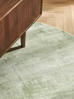 Redonda|Alfombras Rectangulares></noscript>Westwing Collection Alfombra redonda artesanal de viscosa Jane Verde salvia