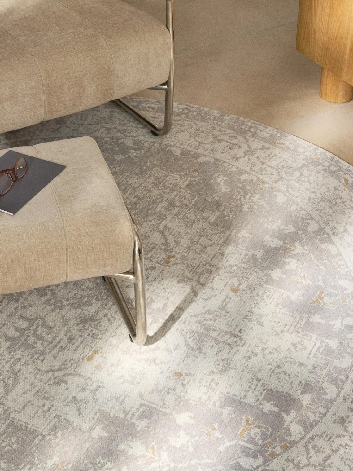 Redonda|Alfombras Rectangulares>Westwing Collection Alfombra redonda artesanal de chenilla Neapel