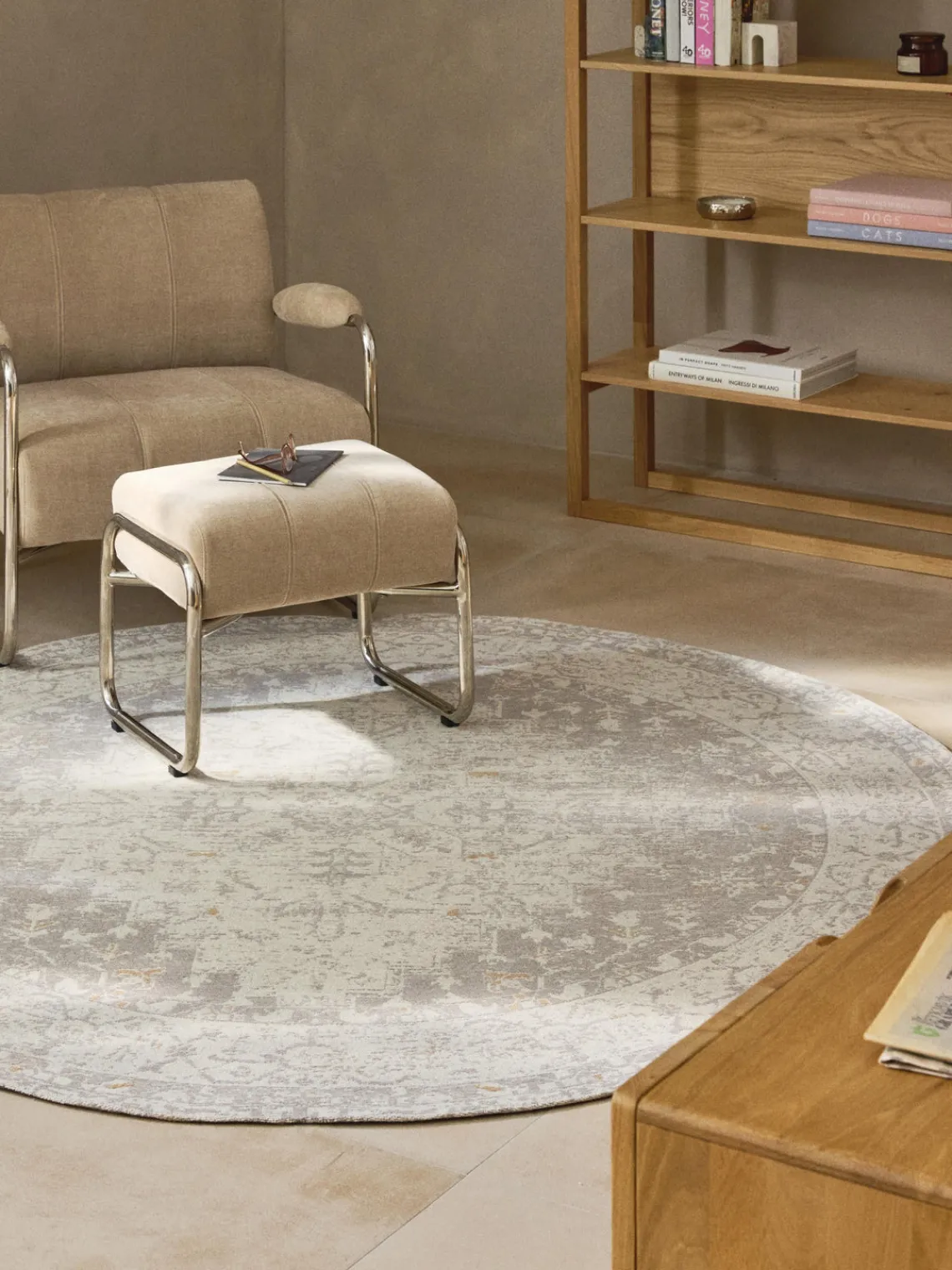 Redonda|Alfombras Rectangulares>Westwing Collection Alfombra redonda artesanal de chenilla Neapel