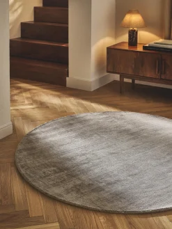 Alfombra redonda artesanal de viscosa Jane Redonda|Alfombras Rectangulares