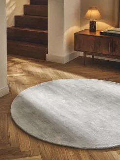 Redonda|Alfombras Rectangulares>Westwing Collection Alfombra redonda artesanal de viscosa Jane Gris claro