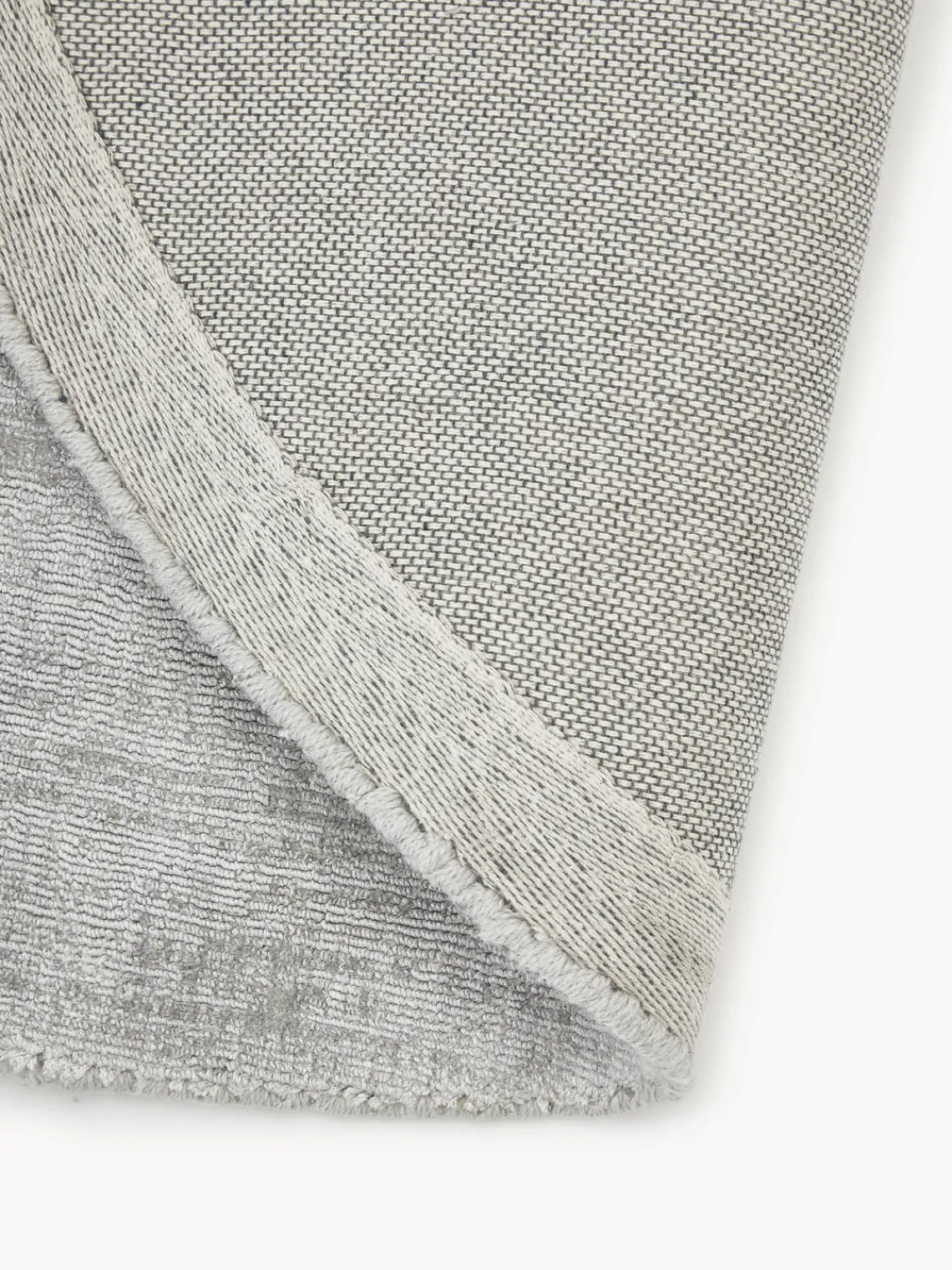 Redonda|Alfombras Rectangulares>Westwing Collection Alfombra redonda artesanal de viscosa Jane Gris claro