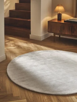 Redonda|Alfombras Rectangulares>Westwing Collection Alfombra redonda artesanal de viscosa Jane Blanco Off White