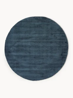 Redonda|Alfombras Rectangulares>Westwing Collection Alfombra redonda artesanal de viscosa Jane Azul oscuro