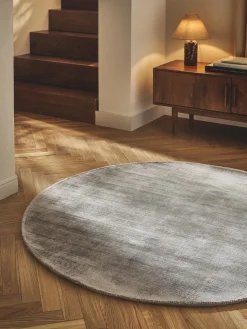 Redonda|Alfombras Rectangulares>Westwing Collection Alfombra redonda artesanal de viscosa Jane Gris