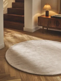 Redonda|Alfombras Rectangulares>Westwing Collection Alfombra redonda artesanal de viscosa Jane Beige claro