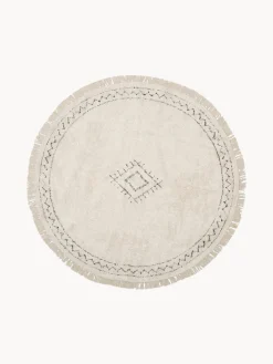 Redonda|Alfombras Rectangulares>Westwing Collection Alfombra redonda artesanal de algodón con flecos Flonn