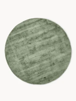 Redonda|Alfombras Rectangulares>Westwing Collection Alfombra redonda artesanal de viscosa Jane Verde oscuro