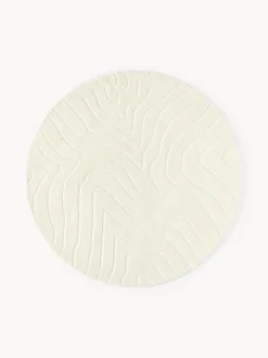 Redonda|Alfombras Rectangulares>Westwing Collection Alfombra redonda artesanal de lana Aaron Blanco crema