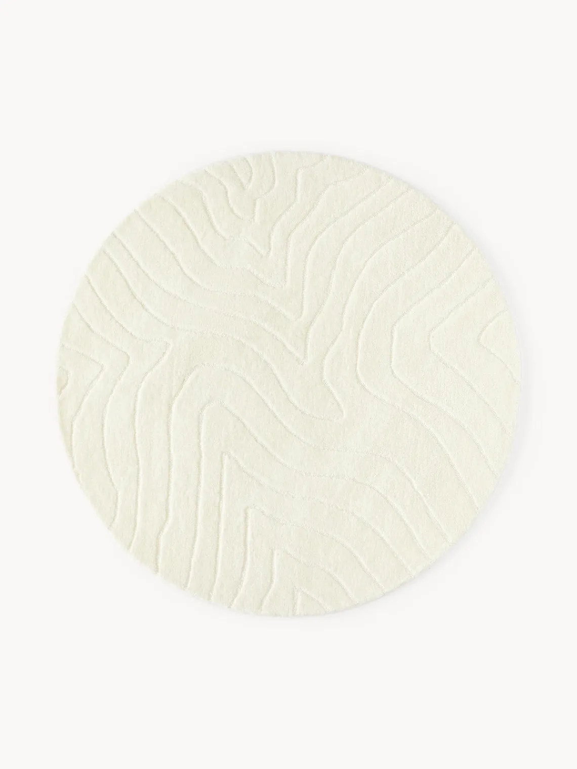 Redonda|Alfombras Rectangulares>Westwing Collection Alfombra redonda artesanal de lana Aaron Blanco crema