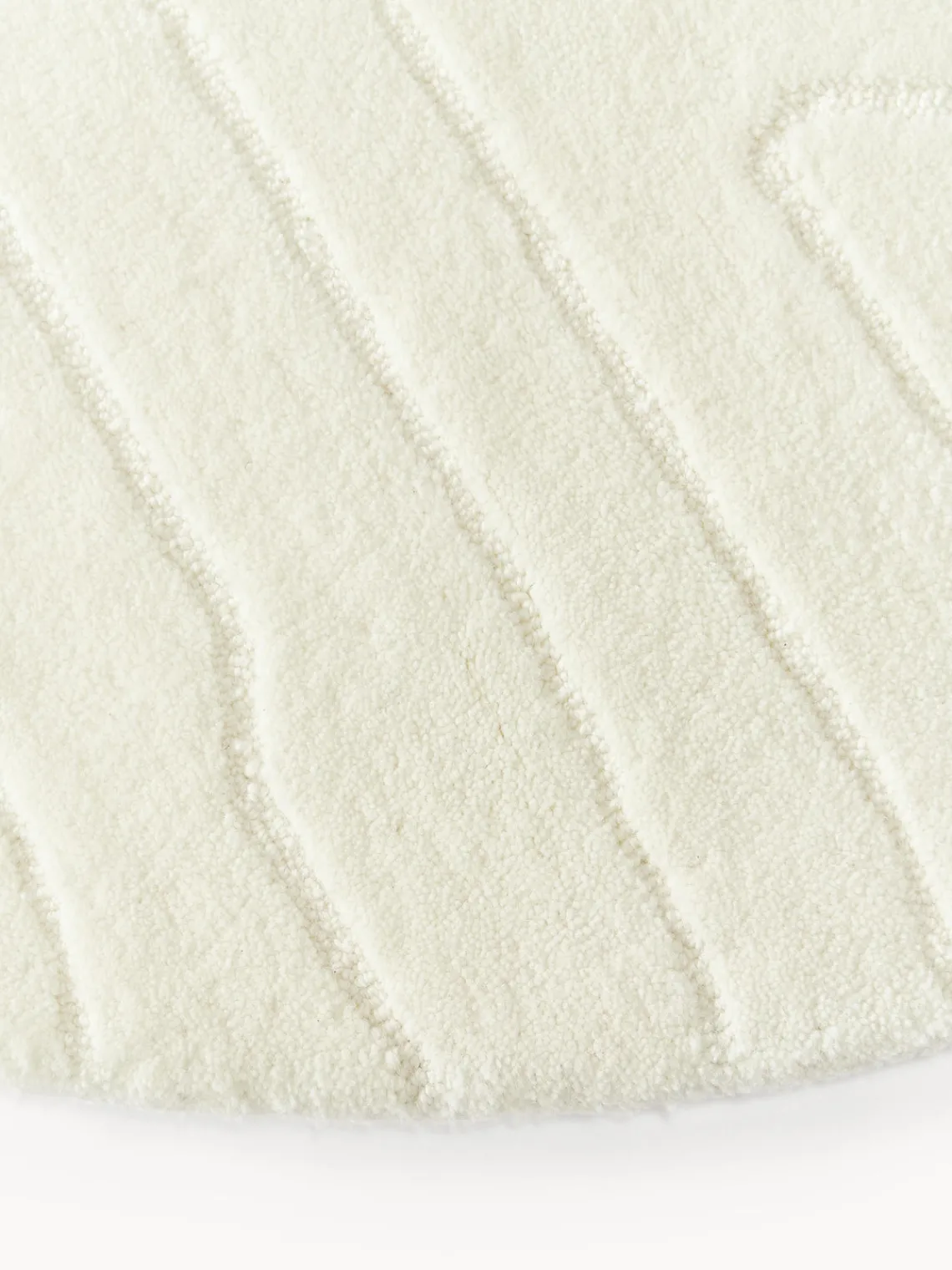 Redonda|Alfombras Rectangulares>Westwing Collection Alfombra redonda artesanal de lana Aaron Blanco crema