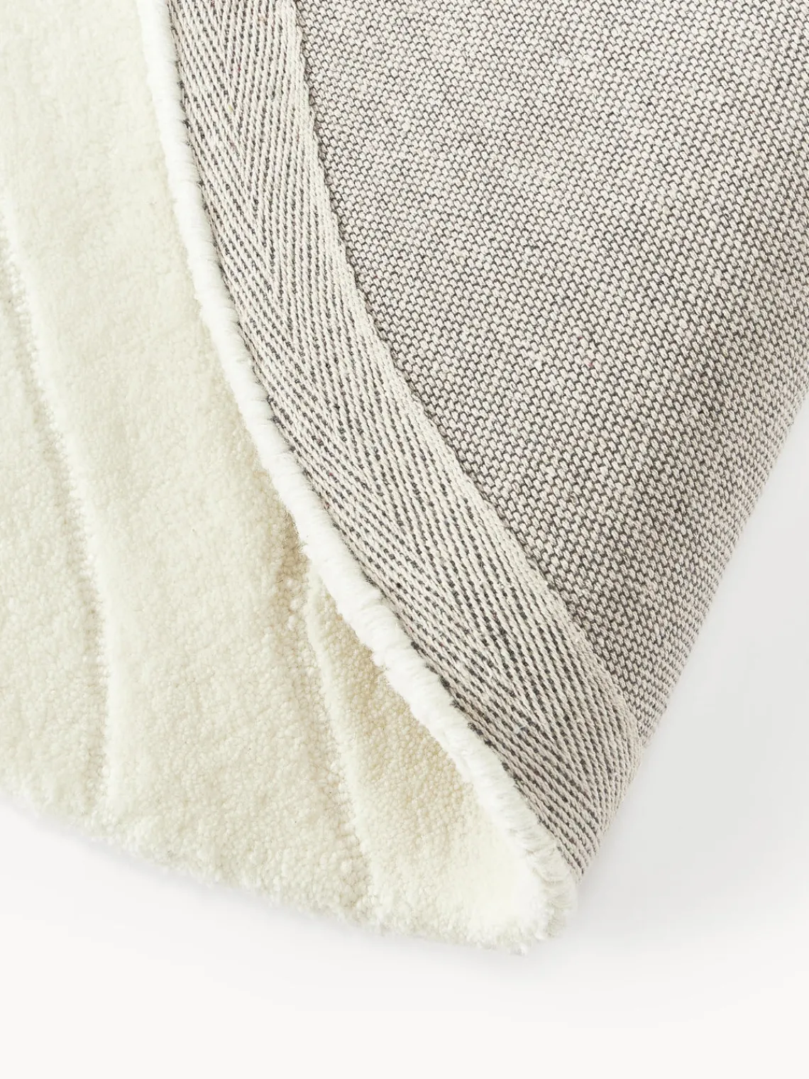 Redonda|Alfombras Rectangulares>Westwing Collection Alfombra redonda artesanal de lana Aaron Blanco crema