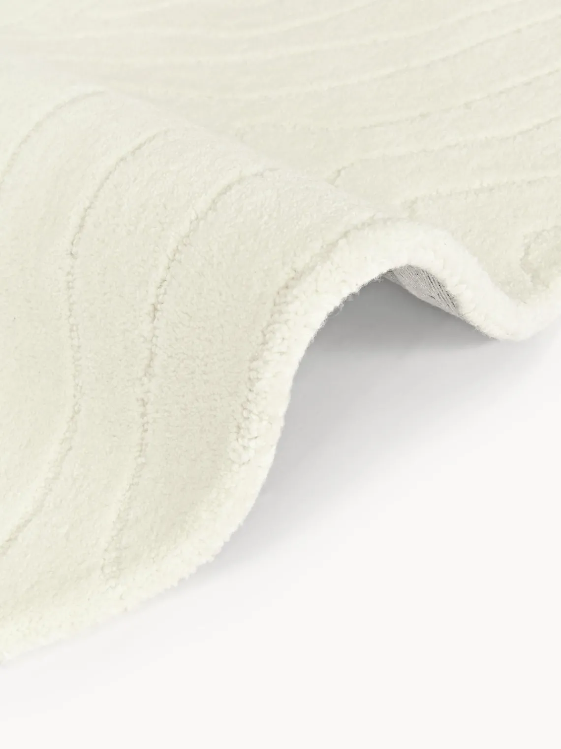 Redonda|Alfombras Rectangulares>Westwing Collection Alfombra redonda artesanal de lana Aaron Blanco crema