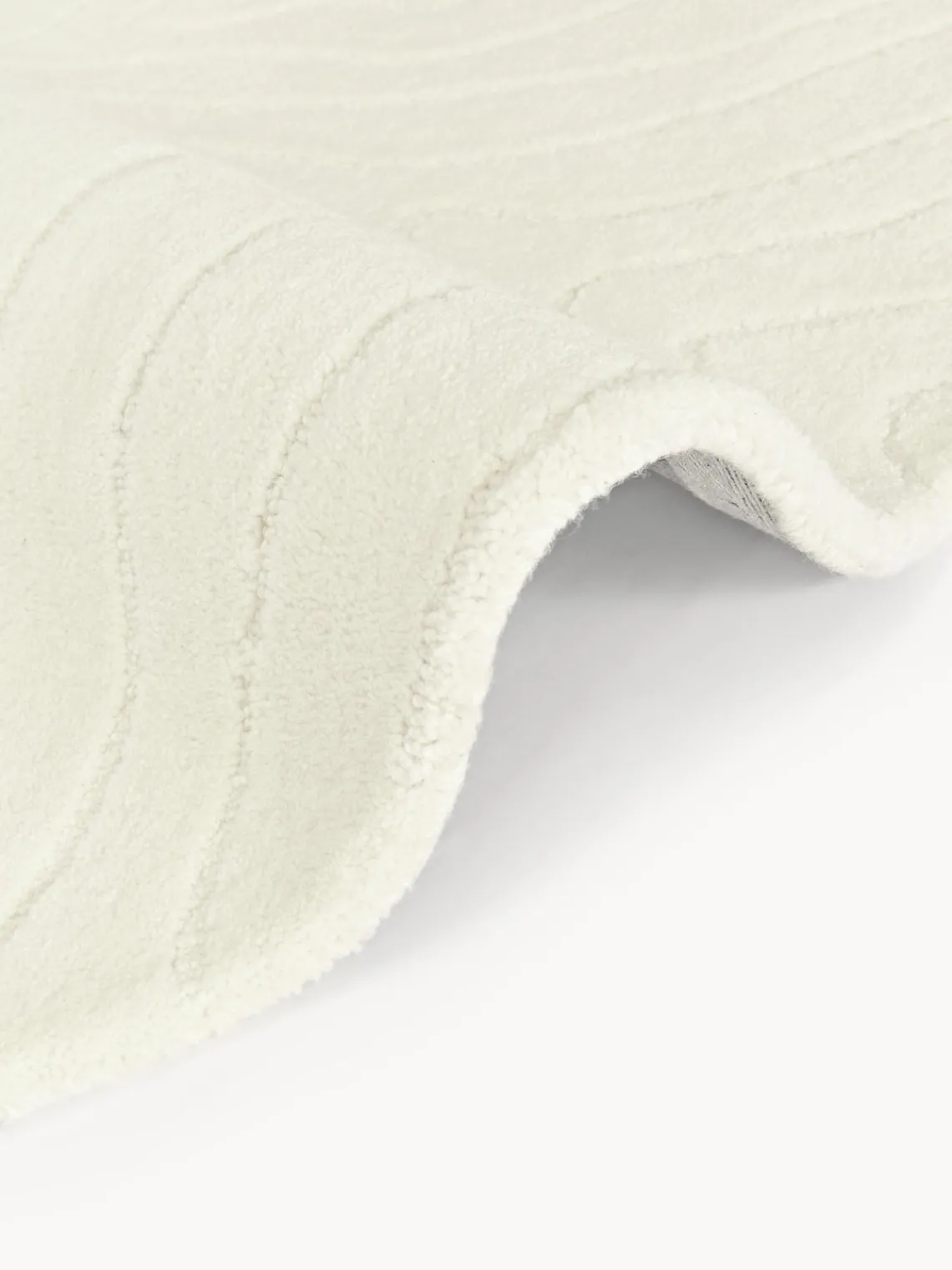 Redonda|Alfombras Rectangulares>Westwing Collection Alfombra redonda artesanal de lana Aaron Blanco crema