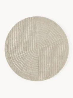 Redonda|Alfombras Rectangulares>Westwing Collection Alfombra redonda artesanal de lana Mason Gris claro