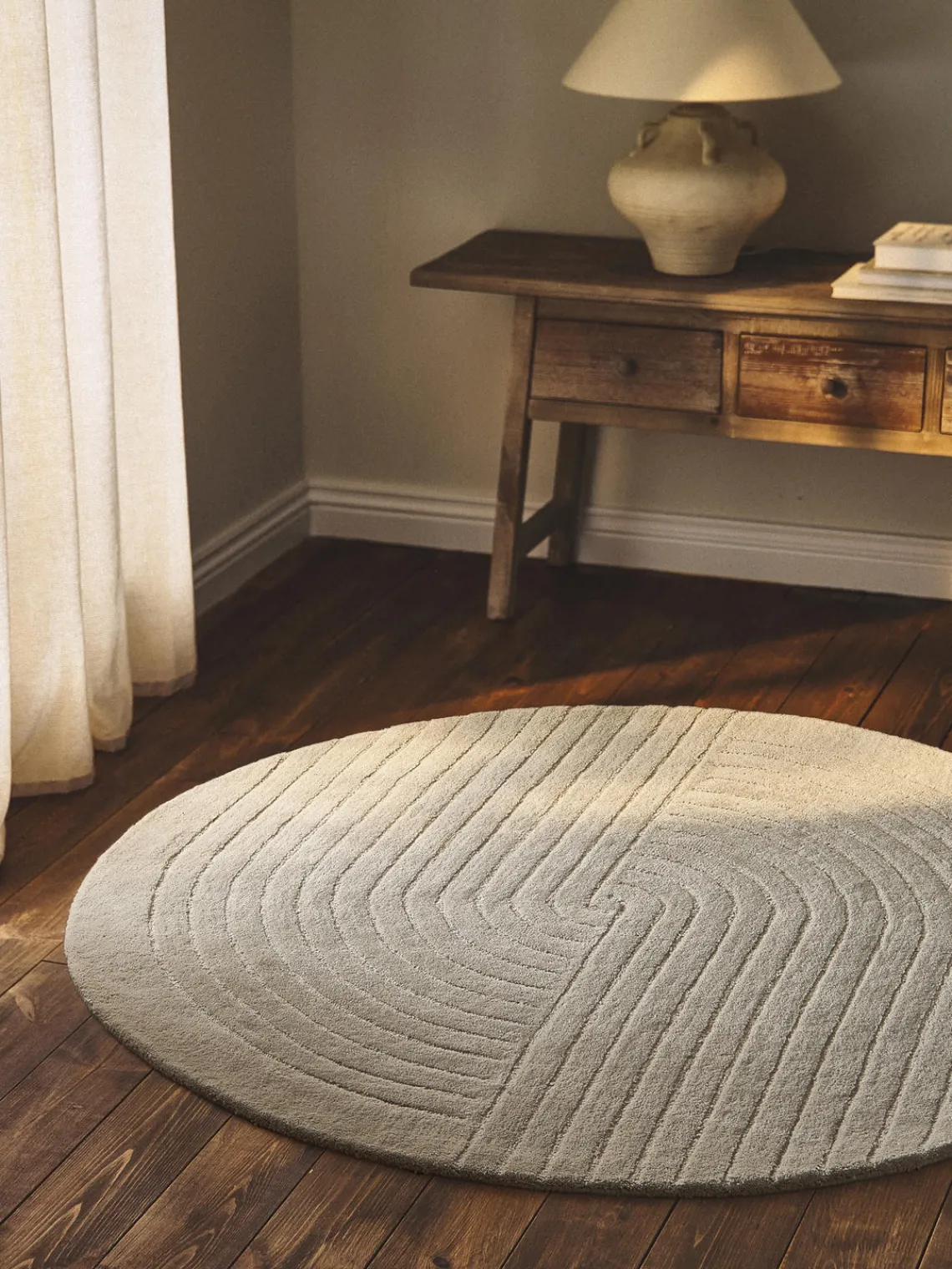 Redonda|Alfombras Rectangulares>Westwing Collection Alfombra redonda artesanal de lana Mason Gris claro