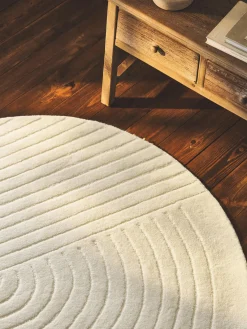 Redonda|Alfombras Rectangulares>Westwing Collection Alfombra redonda artesanal de lana Mason Blanco crema