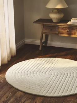 Redonda|Alfombras Rectangulares></noscript>Westwing Collection Alfombra redonda artesanal de lana Mason Blanco crema