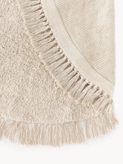 Redonda|Alfombras Rectangulares></noscript>Westwing Collection Alfombra redonda artesanal de algodón con flecos Daya Beige claro