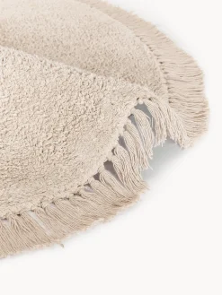 Redonda|Alfombras Rectangulares></noscript>Westwing Collection Alfombra redonda artesanal de algodón con flecos Daya Beige claro