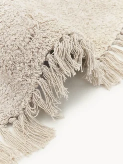 Redonda|Alfombras Rectangulares></noscript>Westwing Collection Alfombra redonda artesanal de algodón con flecos Daya Beige claro