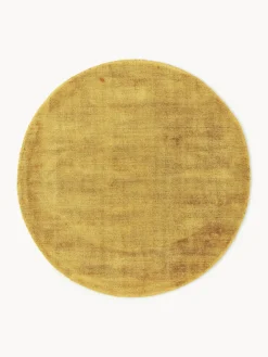 Redonda|Alfombras Rectangulares>Westwing Collection Alfombra redonda artesanal de viscosa Jane Amarillo sol