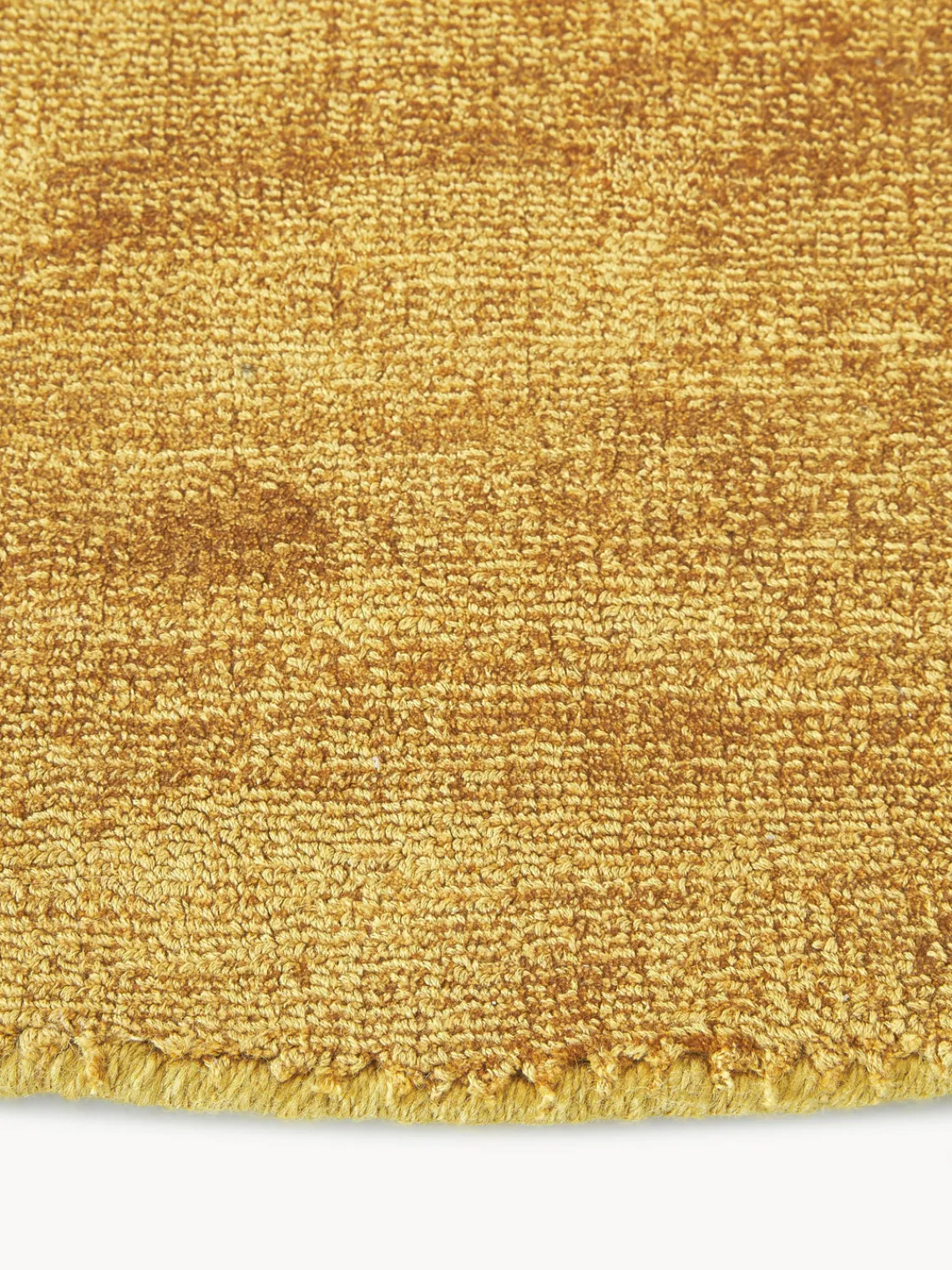 Redonda|Alfombras Rectangulares>Westwing Collection Alfombra redonda artesanal de viscosa Jane Amarillo sol