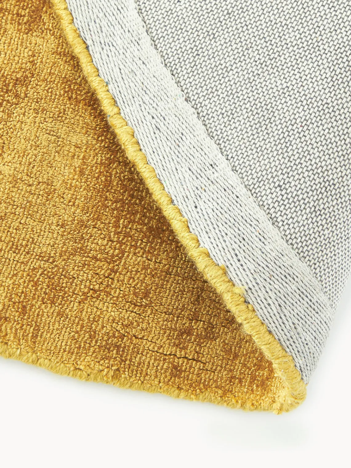 Redonda|Alfombras Rectangulares>Westwing Collection Alfombra redonda artesanal de viscosa Jane Amarillo sol