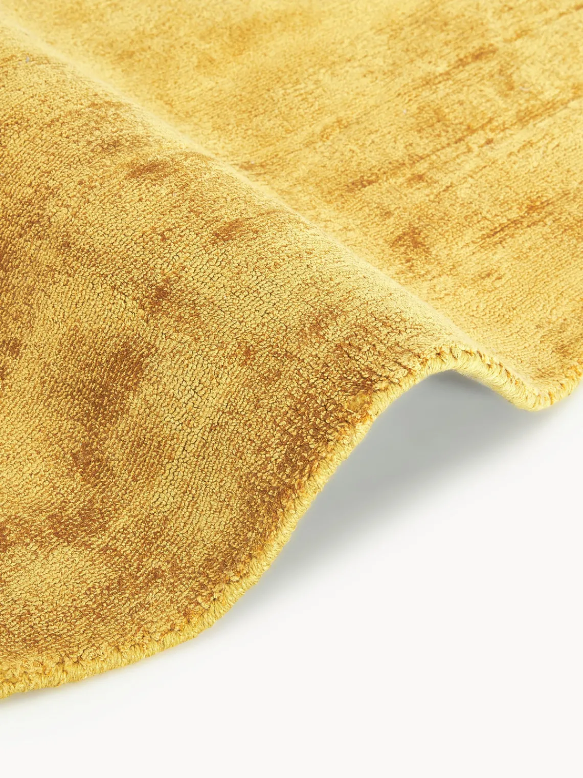 Redonda|Alfombras Rectangulares>Westwing Collection Alfombra redonda artesanal de viscosa Jane Amarillo sol